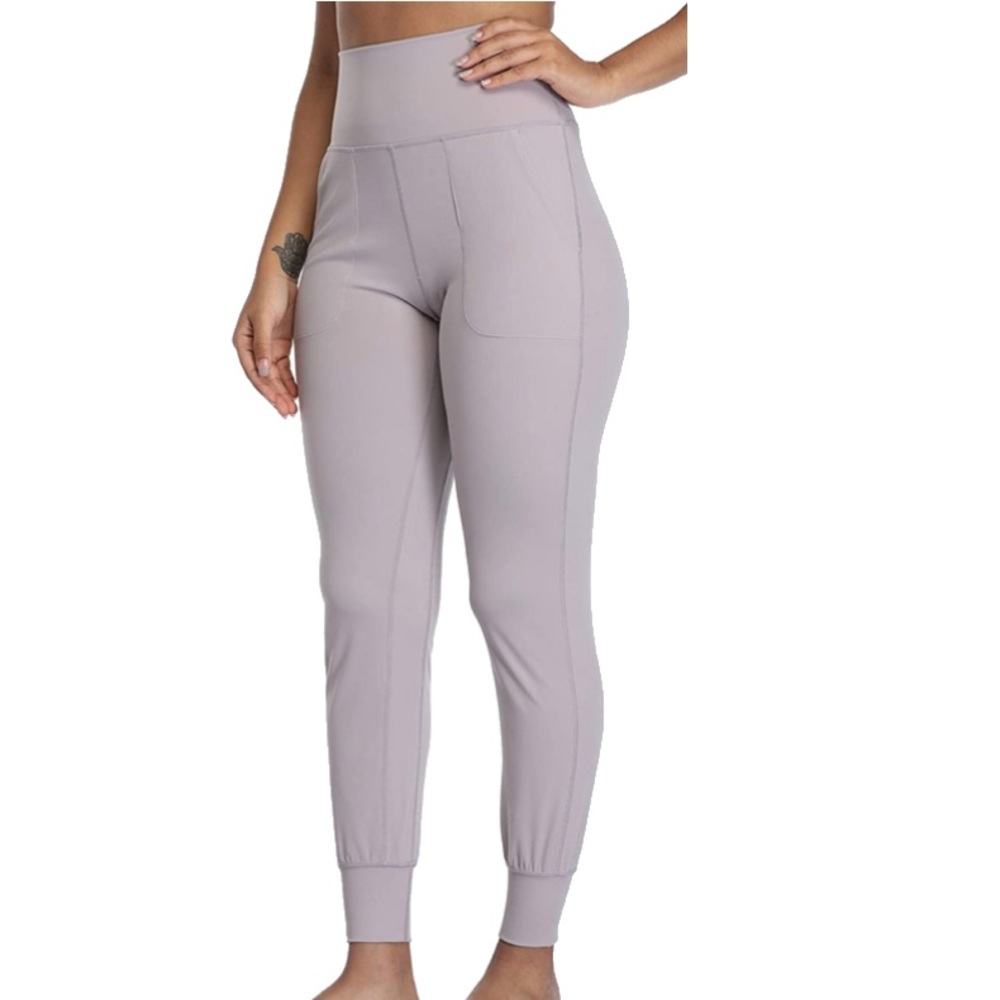Colorfulkoala High Waisted Fitted Joggers with Pockets Lilac Grey size S